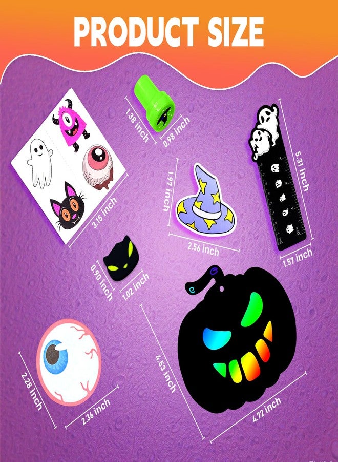 xFFFun 252Pcs Halloween Party Favors for Kids Bulk Stationery Set, 24 Pack Halloween Goodie Bags Stuffers Treat Bag Fillers, Classroom Prizes Non Candy Trick or Treat Toys for School Student Gifts Bags - Image 4